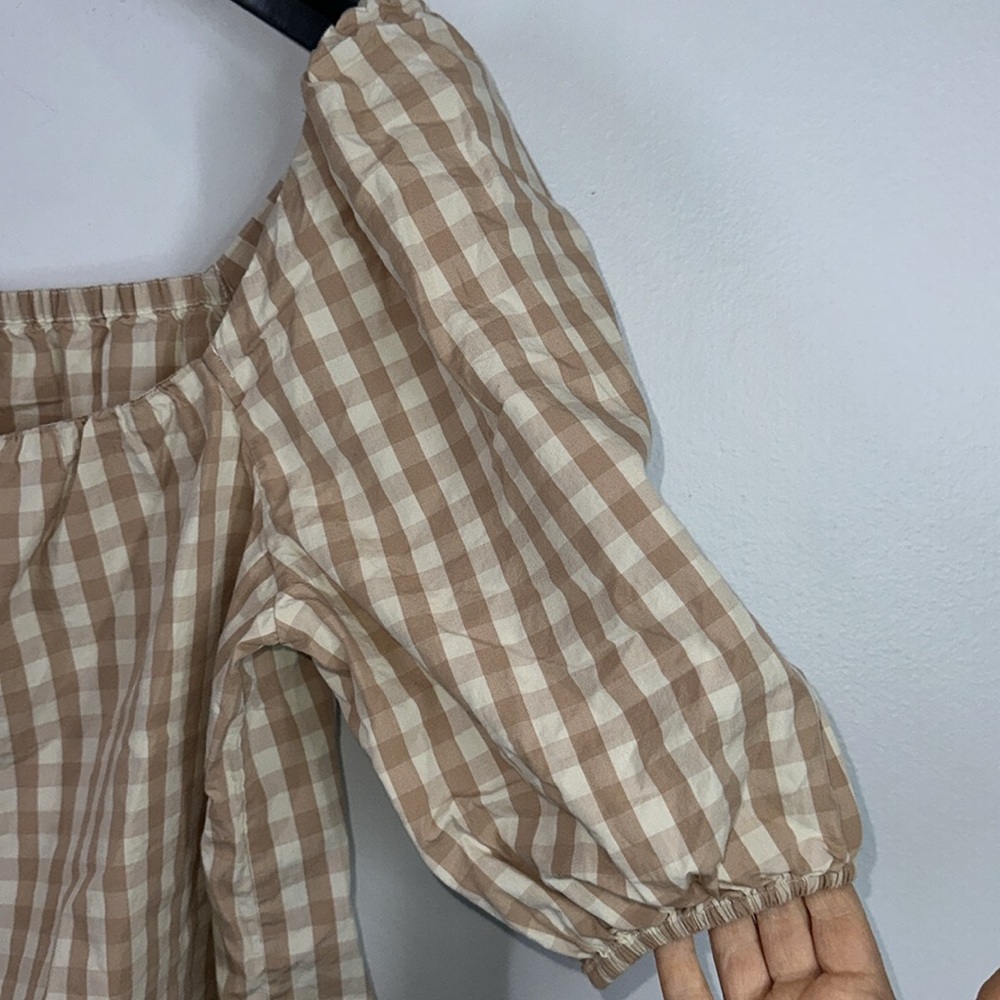 Faherty Beige Checkered Blouse - image 7